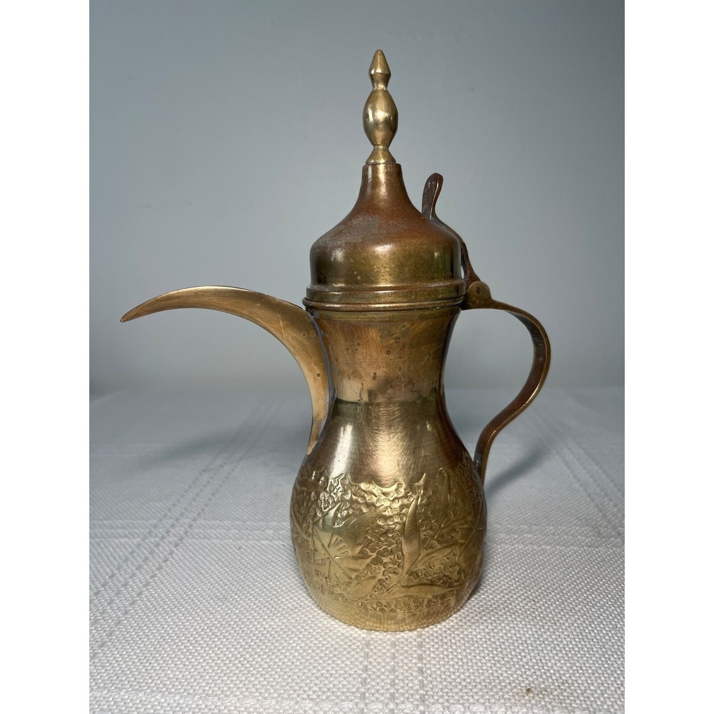 19th Century Antique Middle Eastern Dallah Arabic Brass Coffee Pot‎
